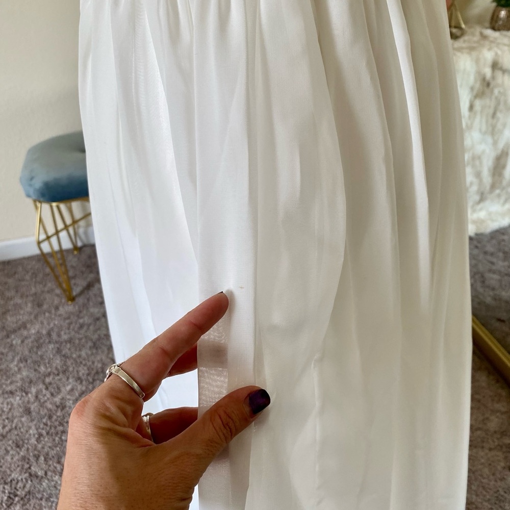 Wedding OR Bridesmaid Dress - Strapless White / Cream Chiffon - Simple & Elegant - Picture 9 of 16